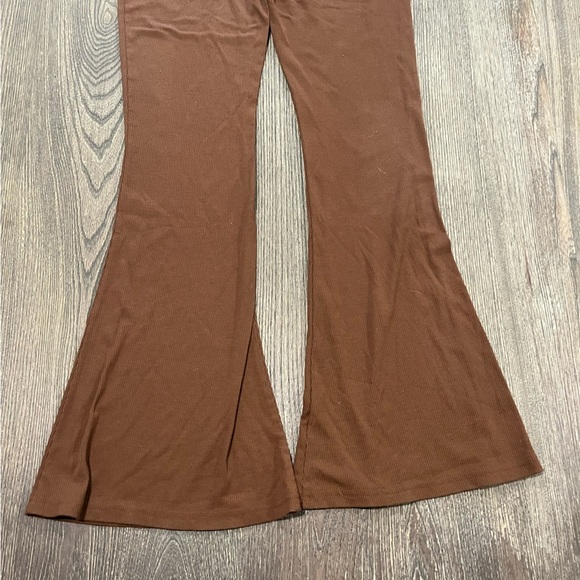 SO Womens High Rise Flare Pants Ribbed Drawcord Waist Stretch Brown Size M - Picture 6 of 8